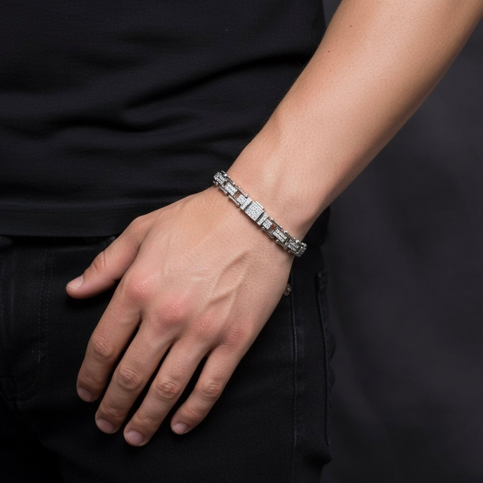 Iced Block Staple Link Bracelet