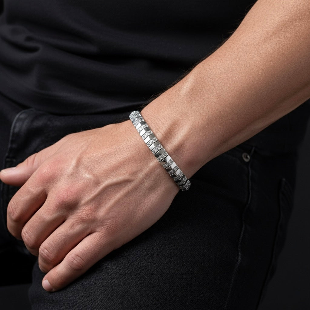 Iced Alternating Bar Bracelet