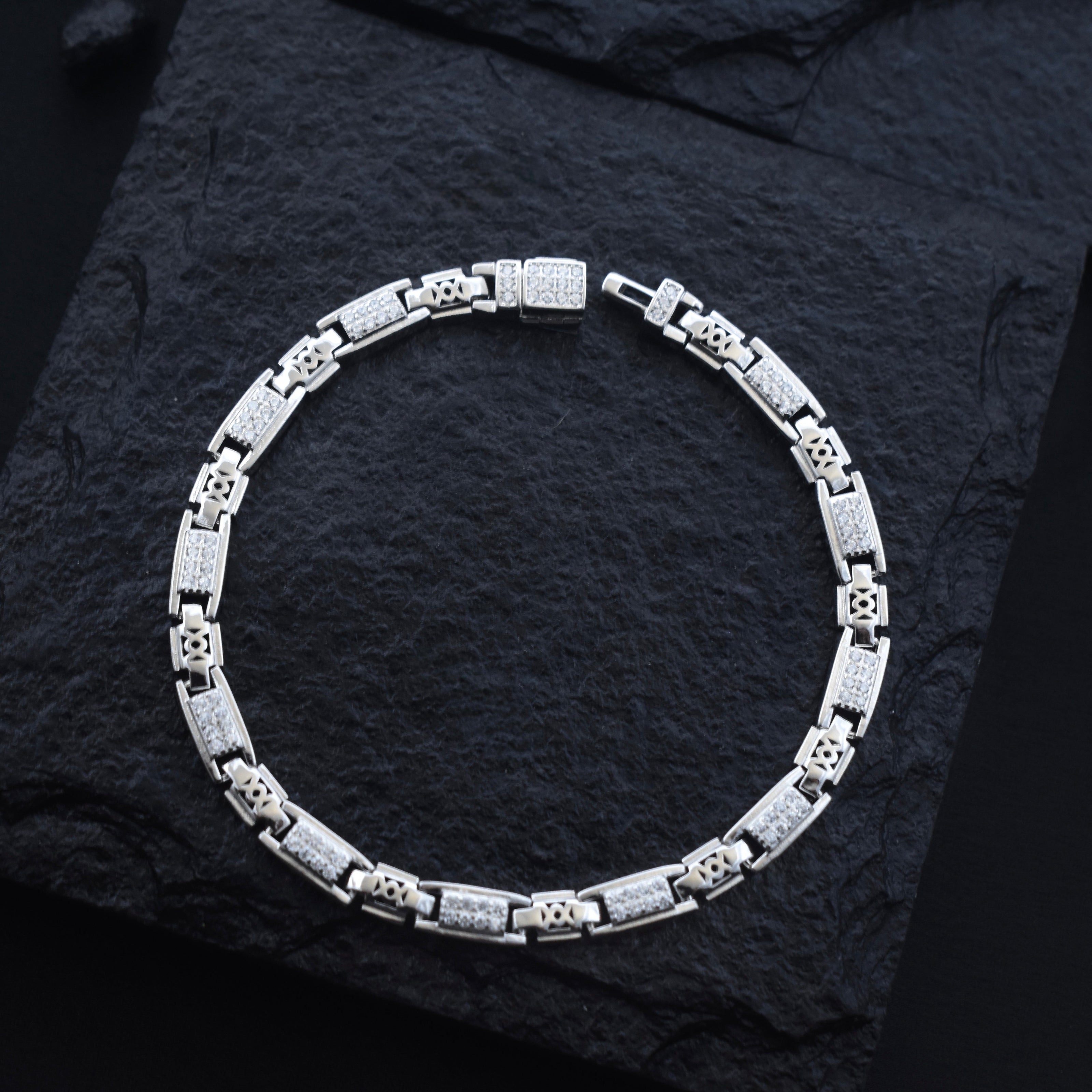 Regal Block Silver Bracelet