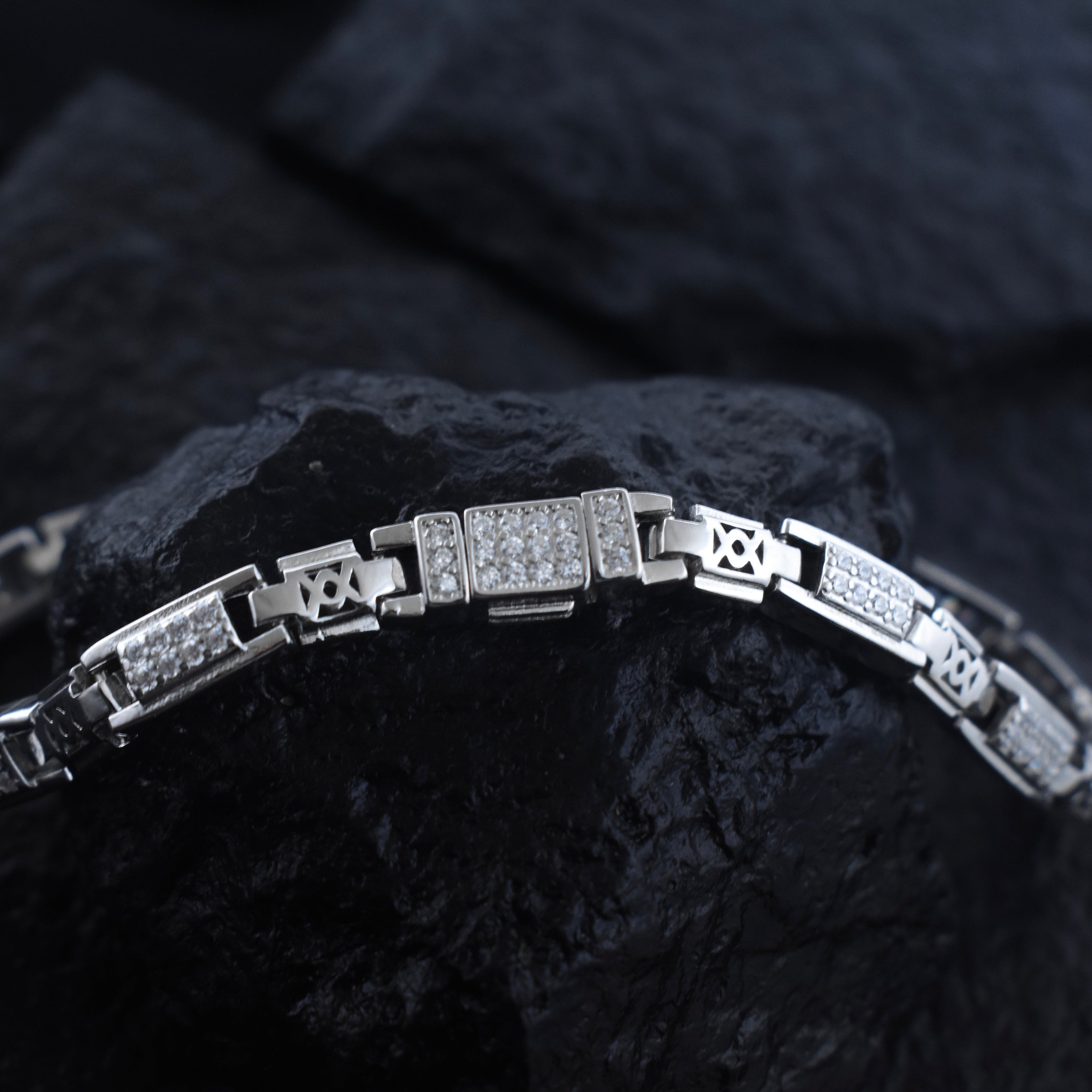 Regal Block Silver Bracelet