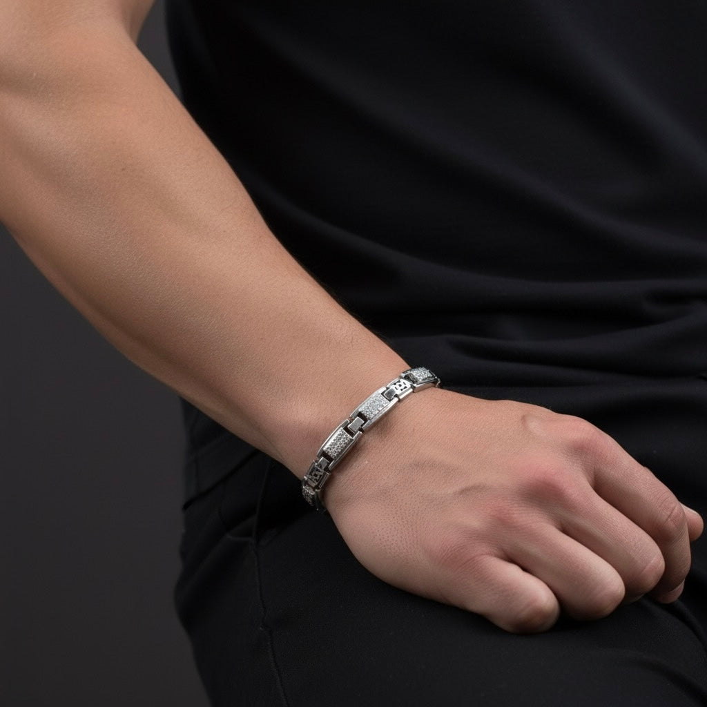 Iced Panel Hourglass Bracelet