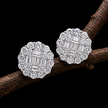 Baguette Cluster Floral Halo Studs