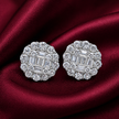 Baguette Cluster Floral Halo Studs