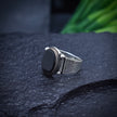 Titan Linear Turkish Onyx Signet Ring