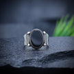 Titan Linear Turkish Onyx Signet Ring