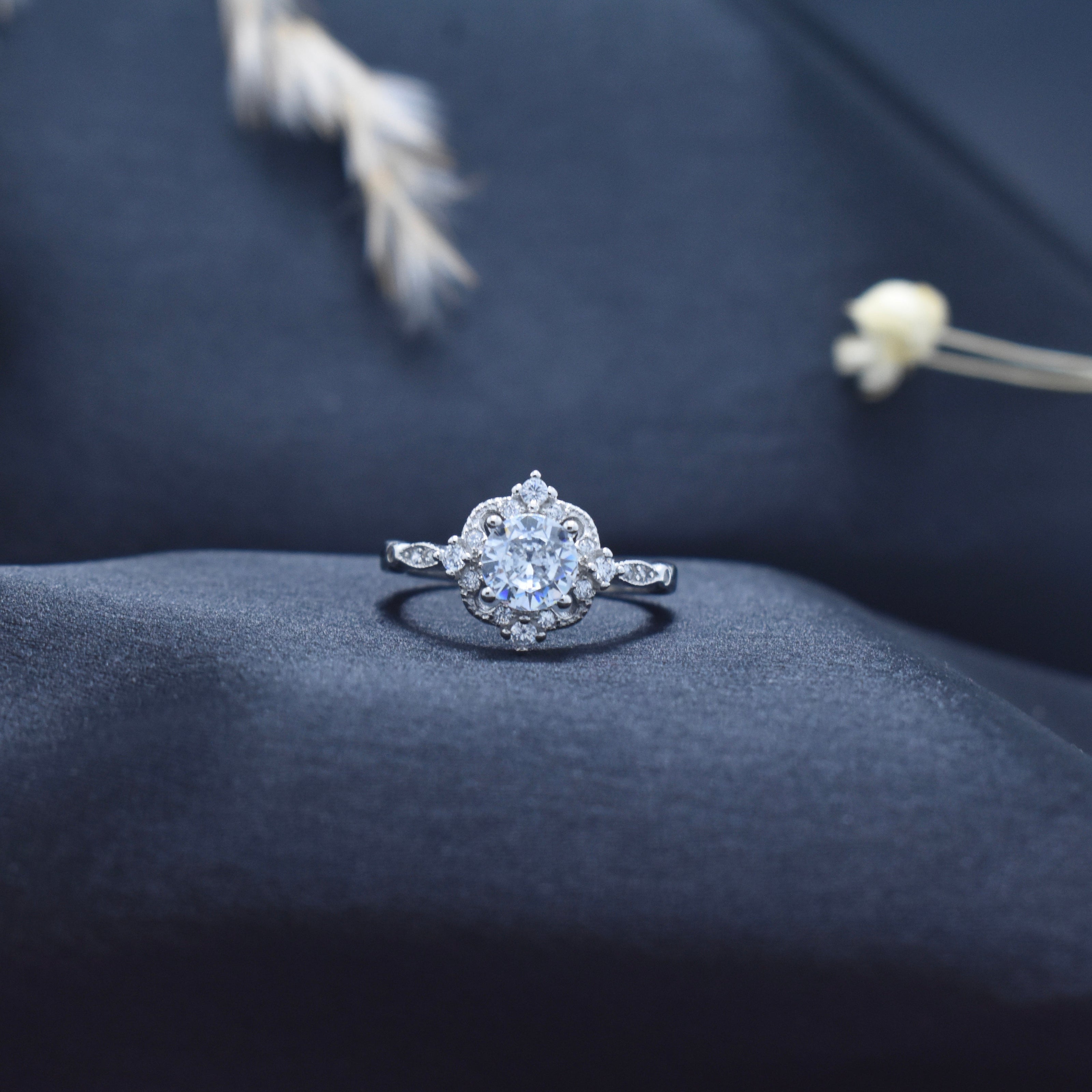 Victorian Inspired Pave Zircon Silver Ring