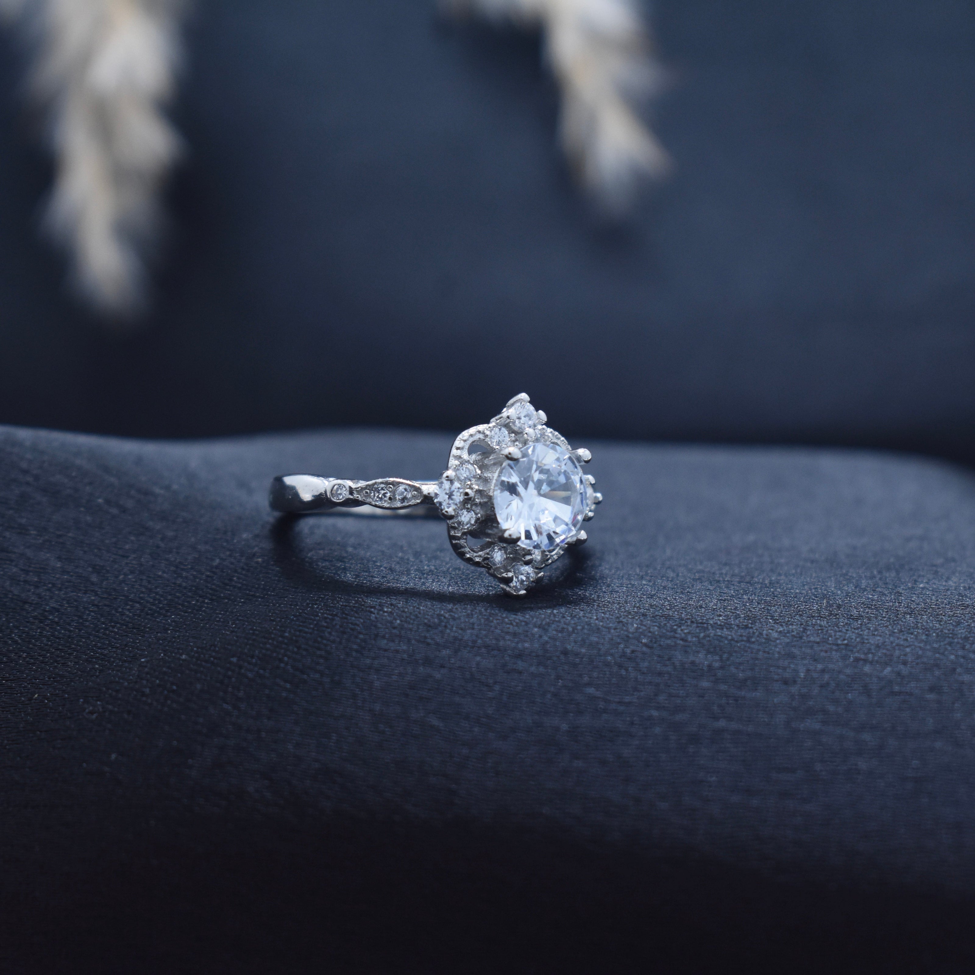 Victorian Inspired Pave Zircon Silver Ring