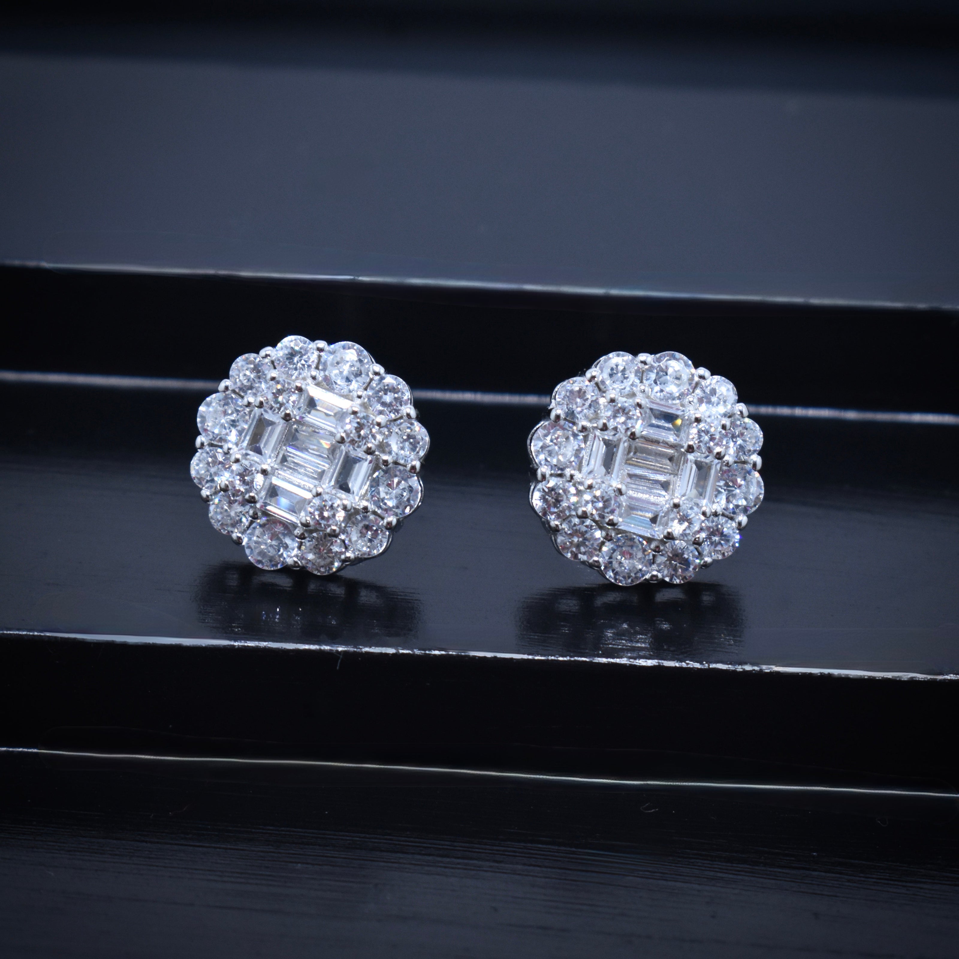 Regal Cluster Stud Silver Earrings