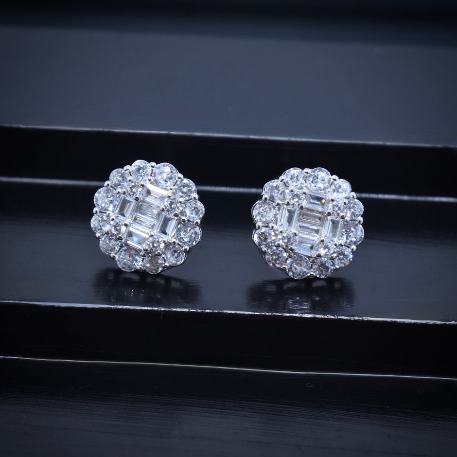Regal Cluster Stud Silver Earrings