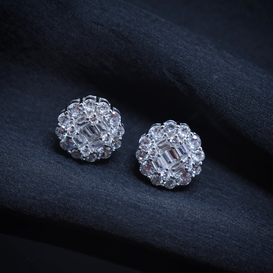 Regal Cluster Stud Silver Earrings