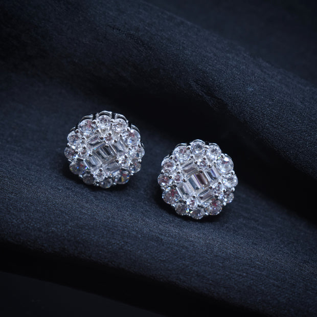 Regal Cluster Stud Silver Earrings
