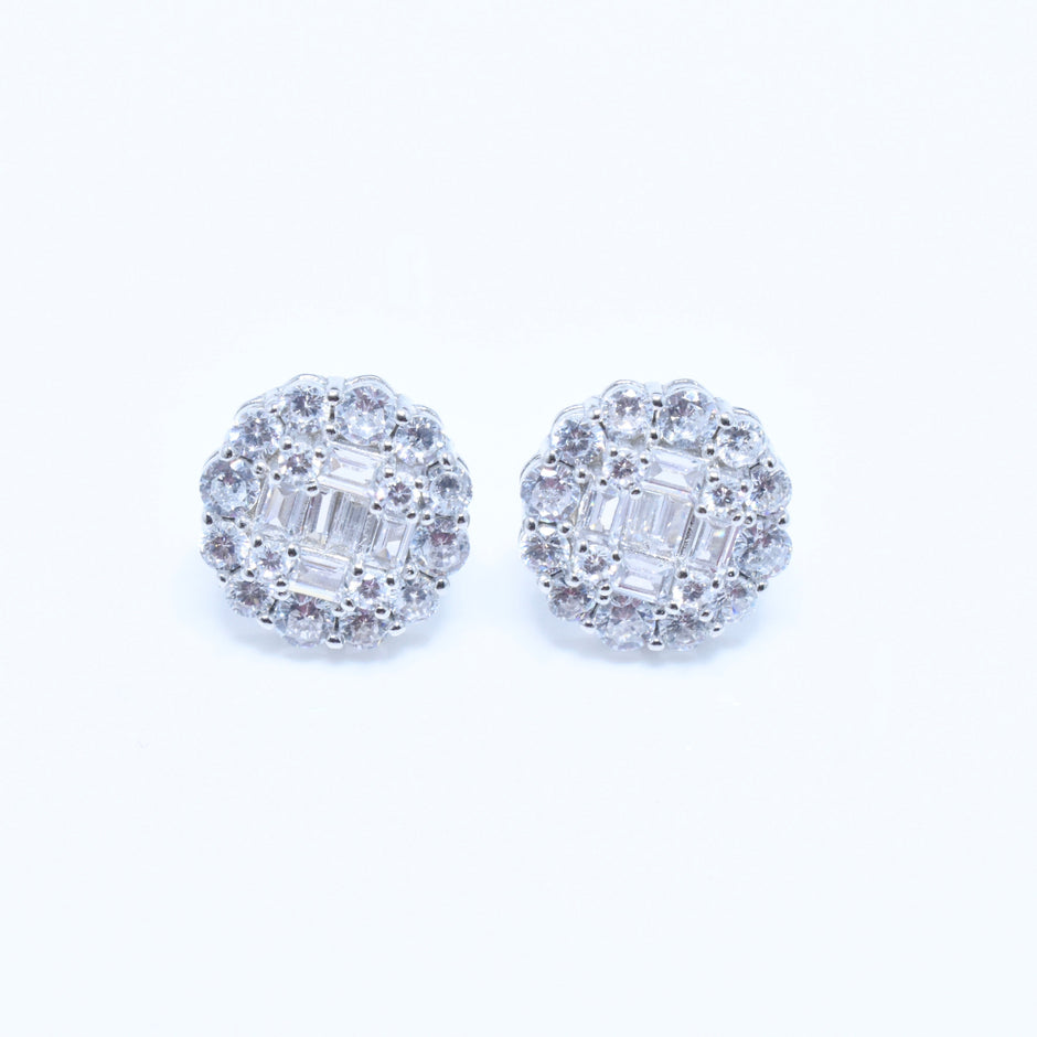 Regal Cluster Stud Silver Earrings