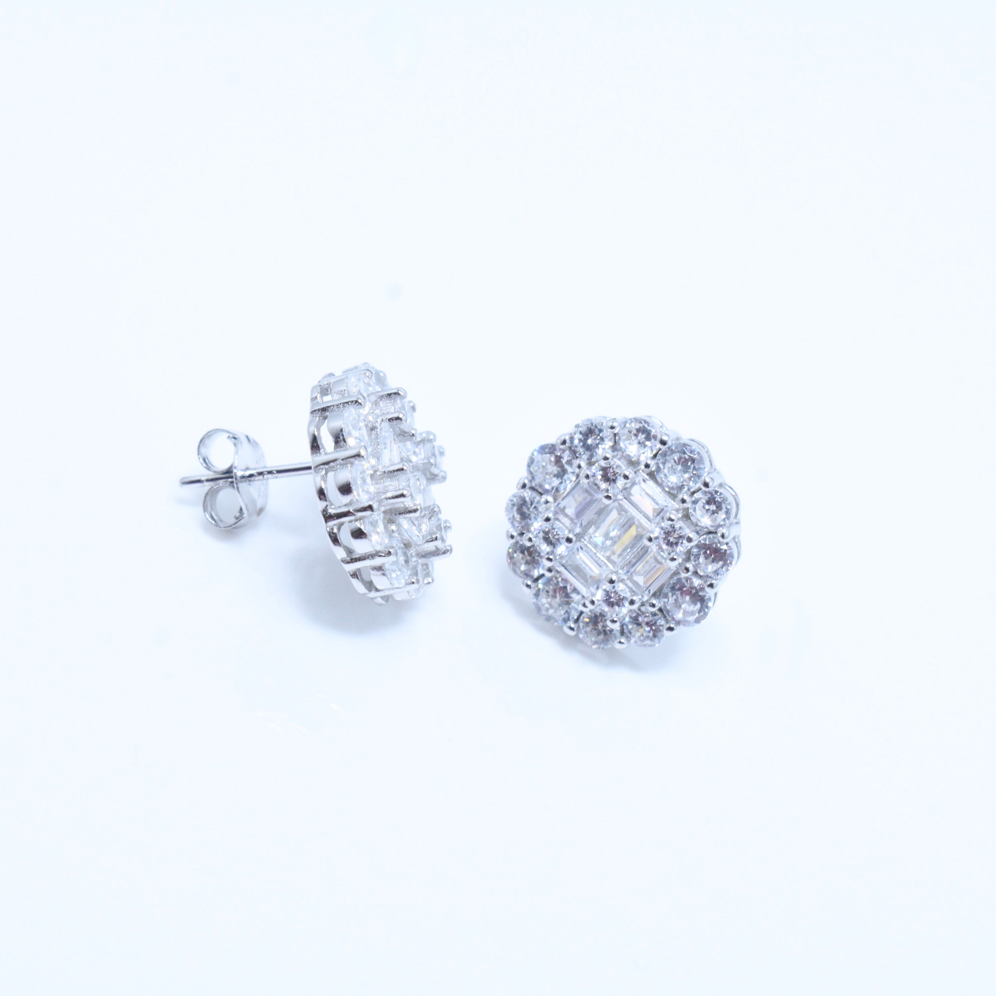 Regal Cluster Stud Silver Earrings