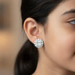Baguette Cluster Floral Halo Studs