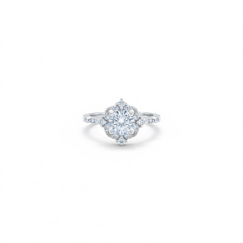 Victorian Inspired Pave Zircon Silver Ring