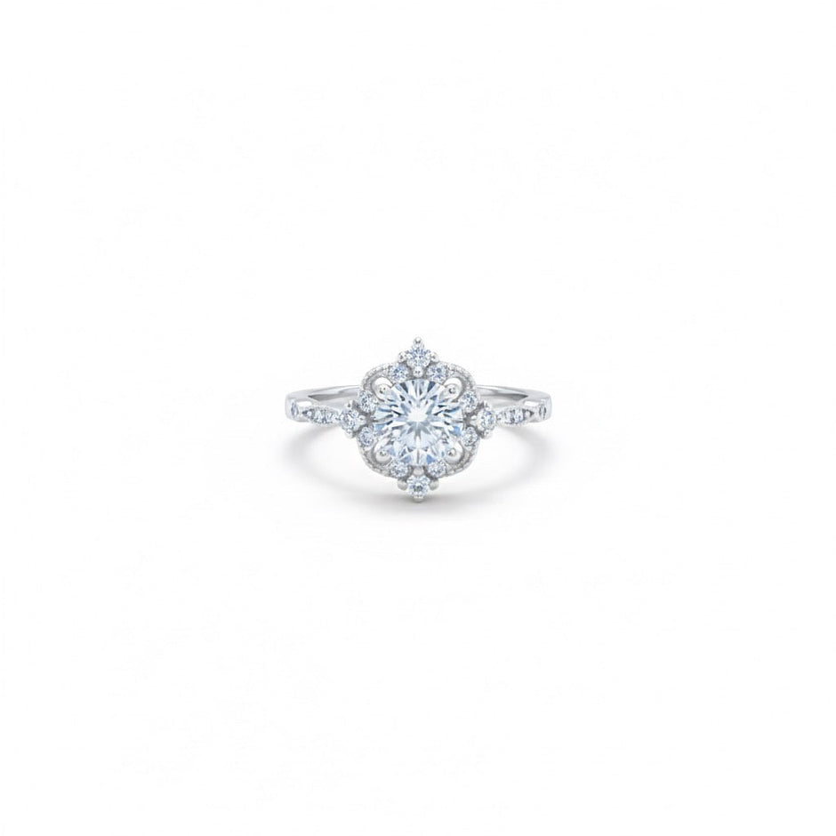Victorian Inspired Pave Zircon Silver Ring