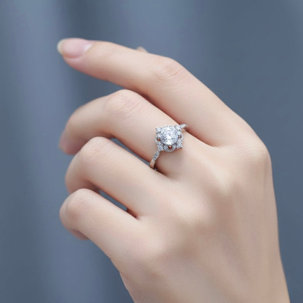 Victorian Inspired Pave Zircon Silver Ring