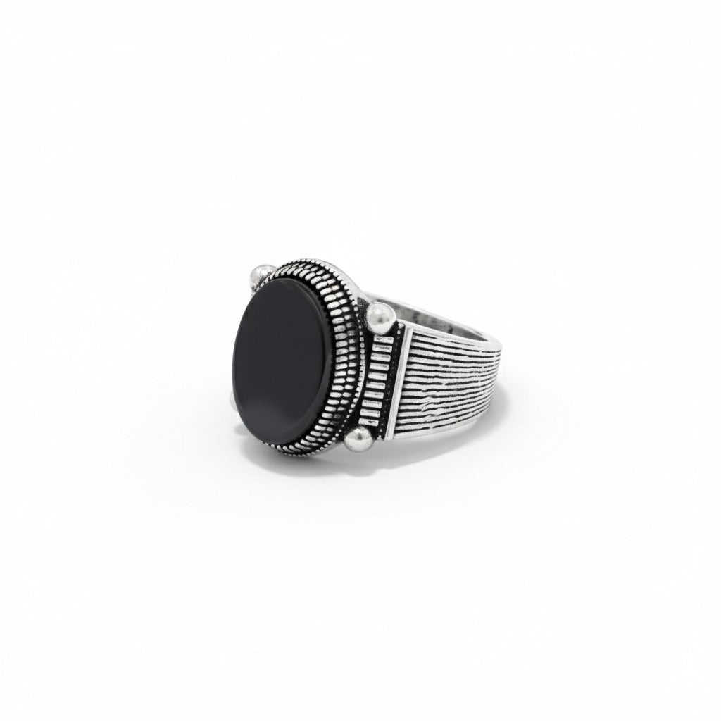 Antique Silver Ribbed Edge Ring
