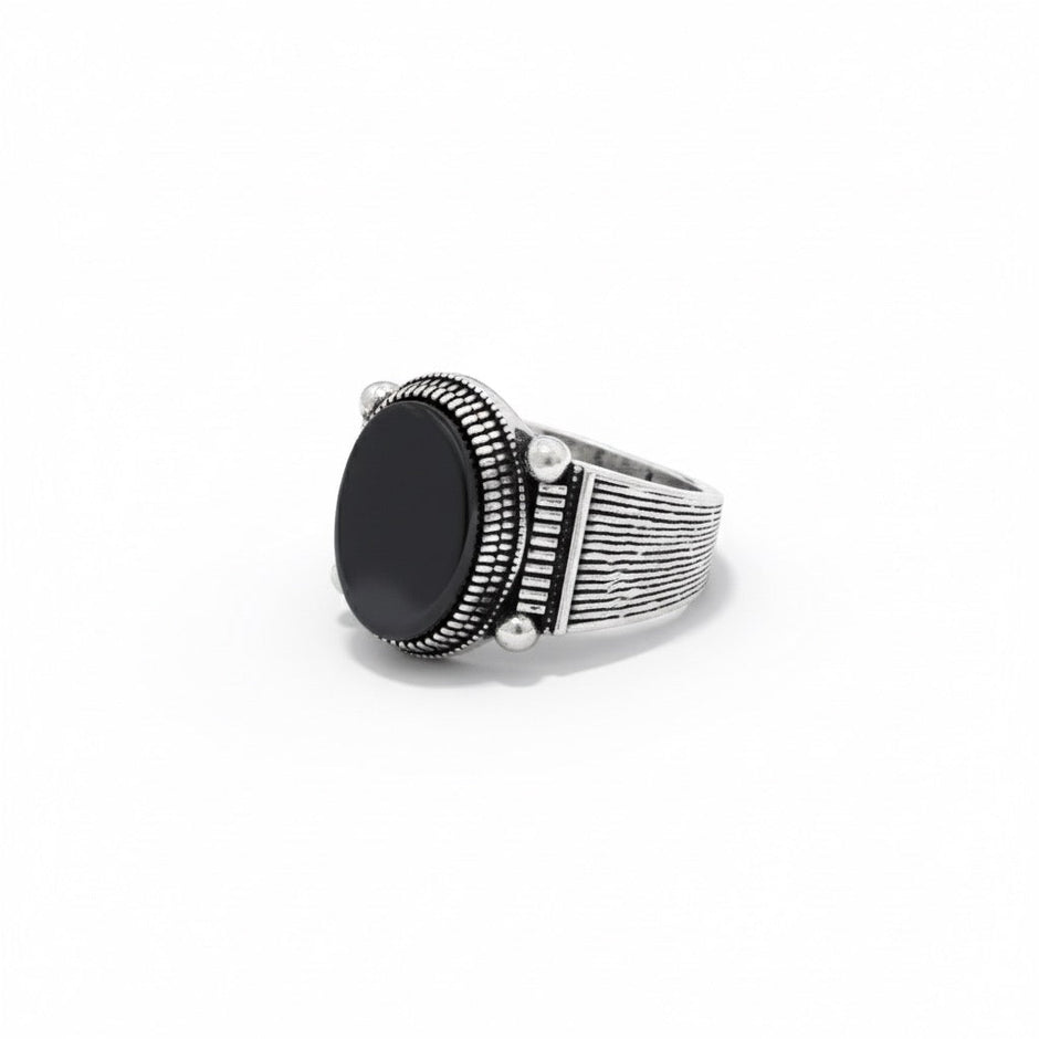 Antique Silver Ribbed Edge Ring