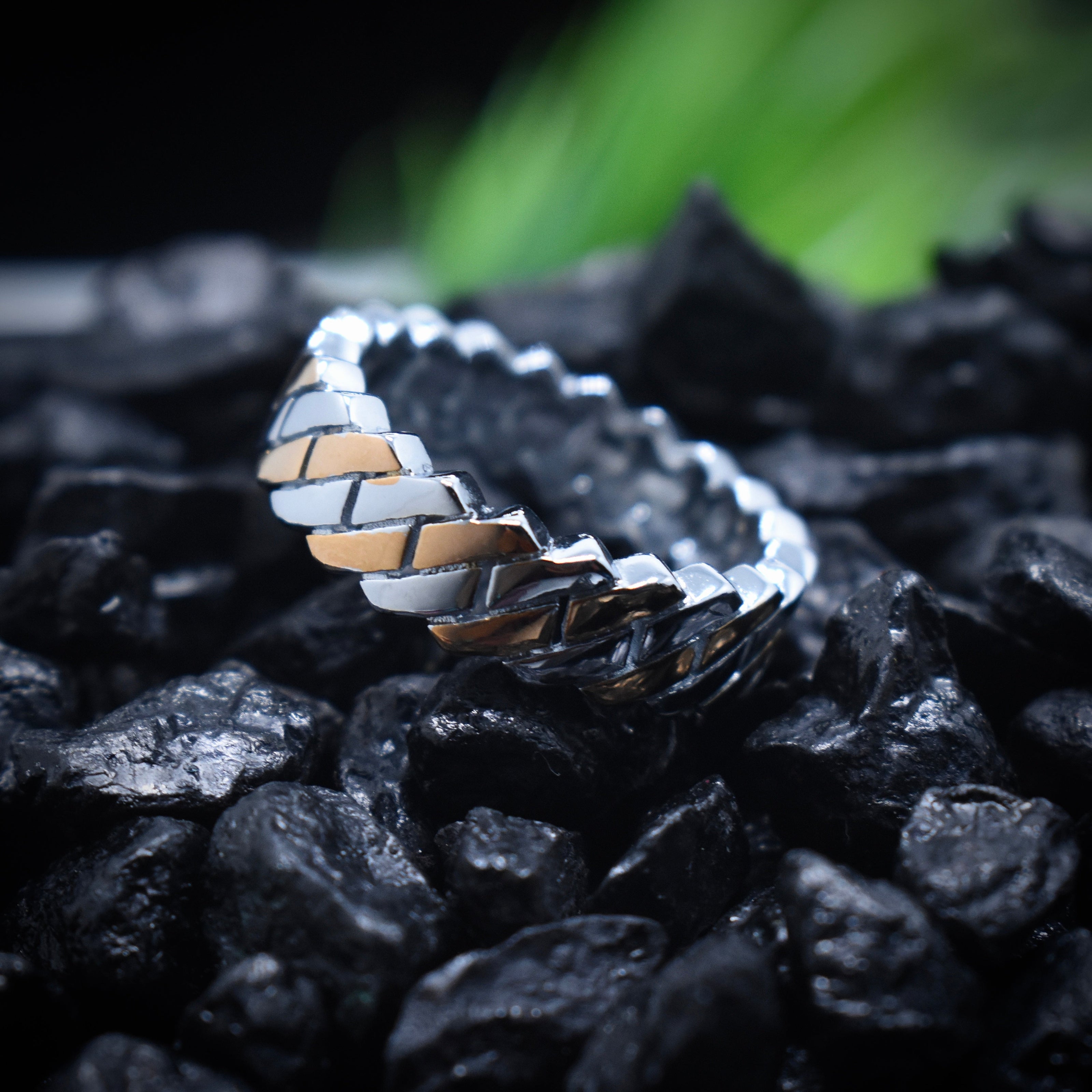 Silver Criss Weave Rhodium Band