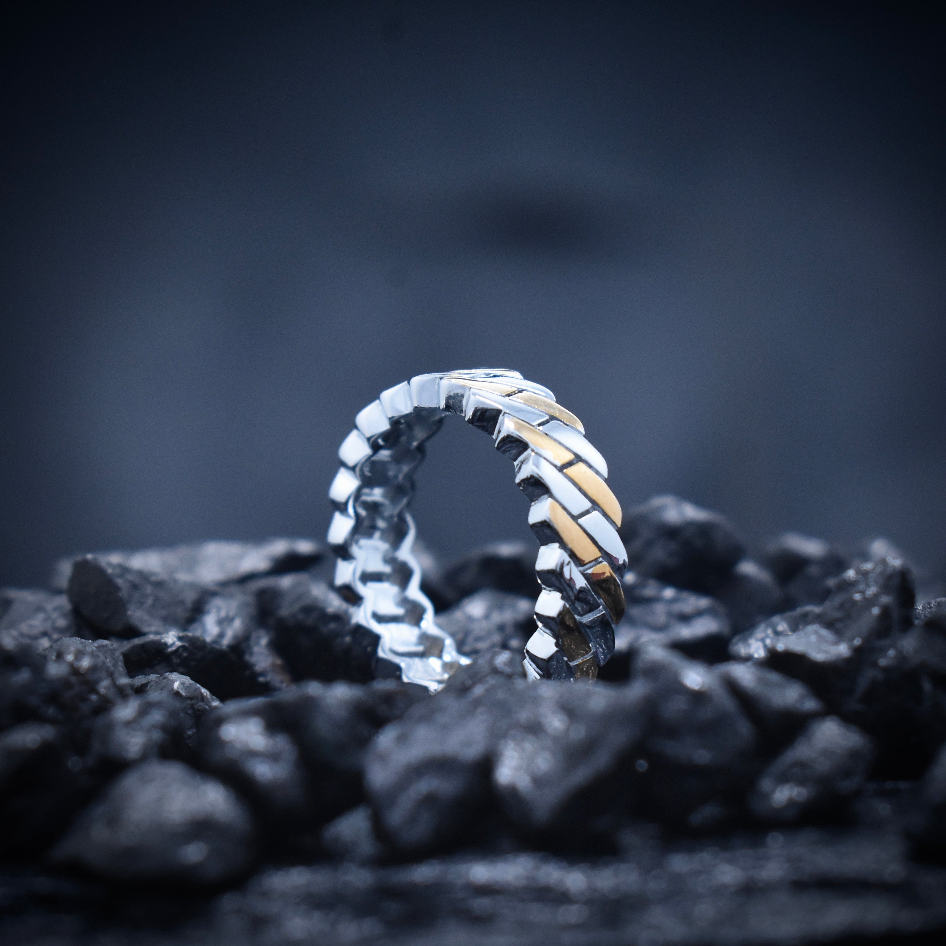 Silver Criss Weave Rhodium Band