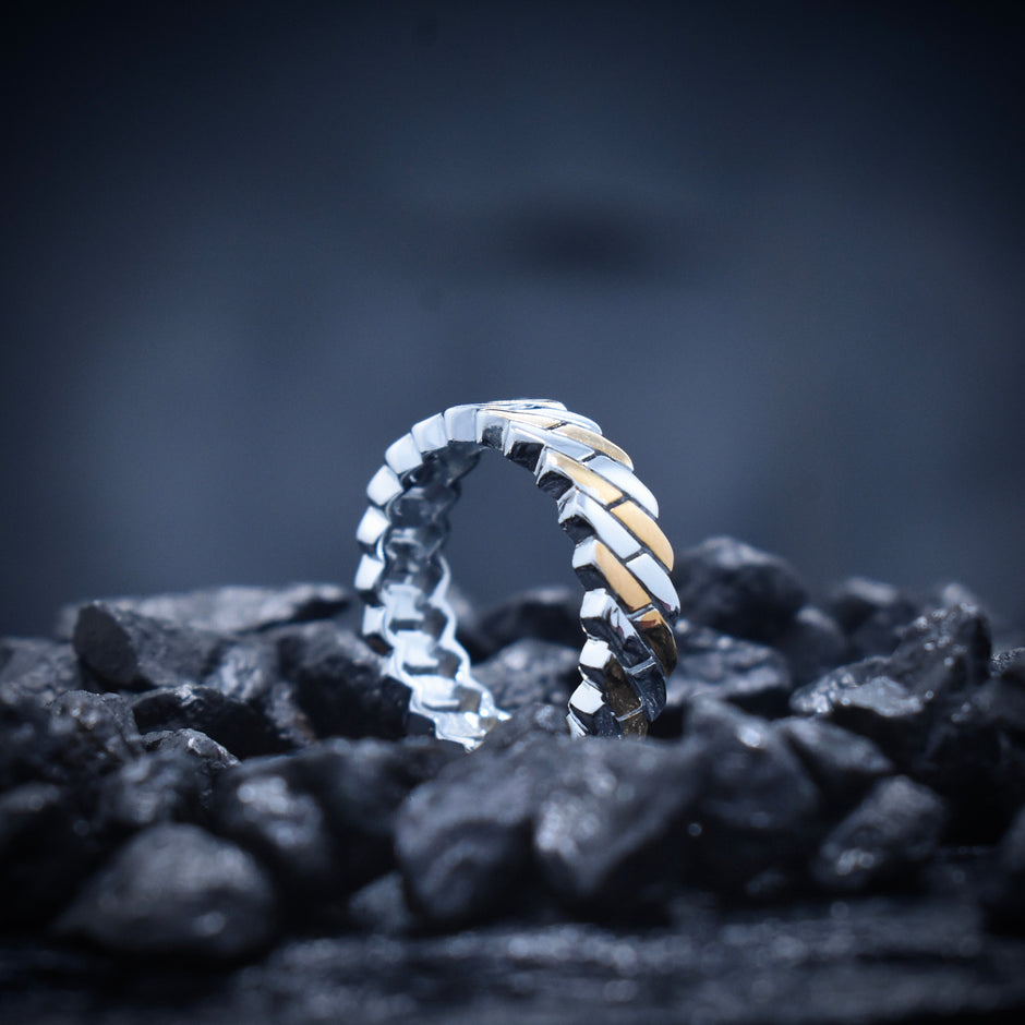 Silver Criss Weave Rhodium Band