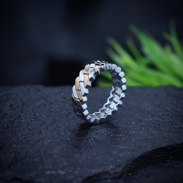 Silver Criss Weave Rhodium Band
