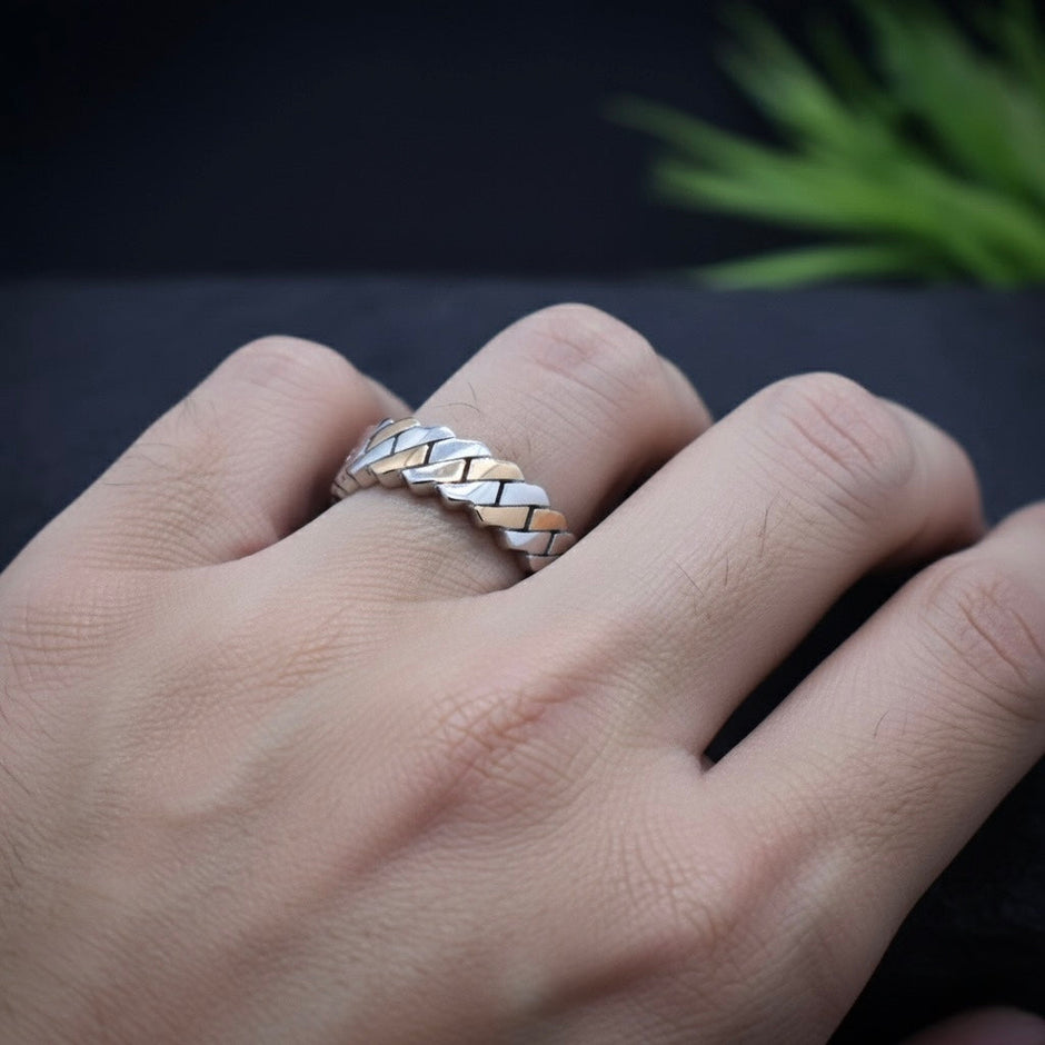 Silver Criss Weave Rhodium Band