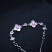 Pink Clover Silver Bracelet