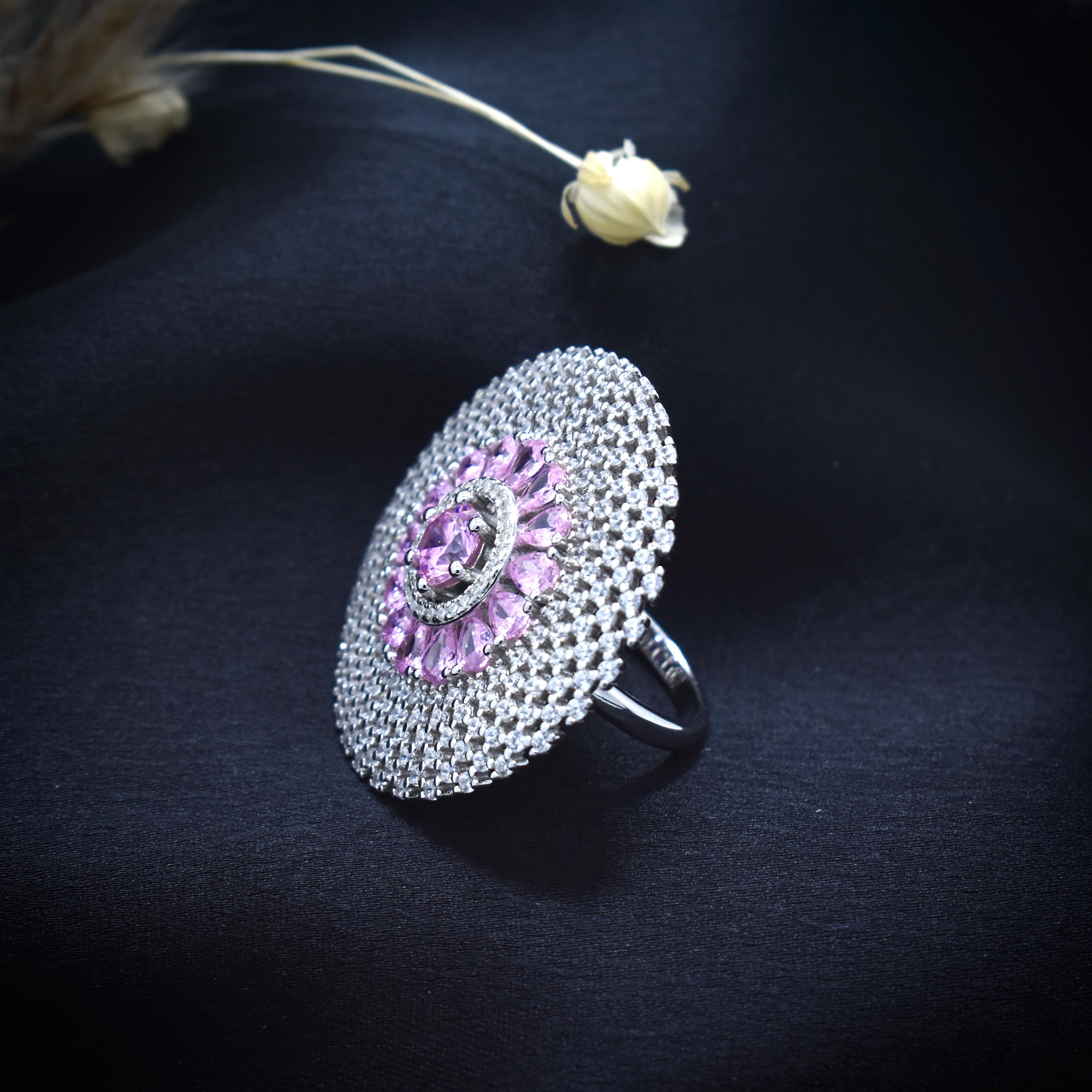 Pink Stone Cocktail Statement Ring