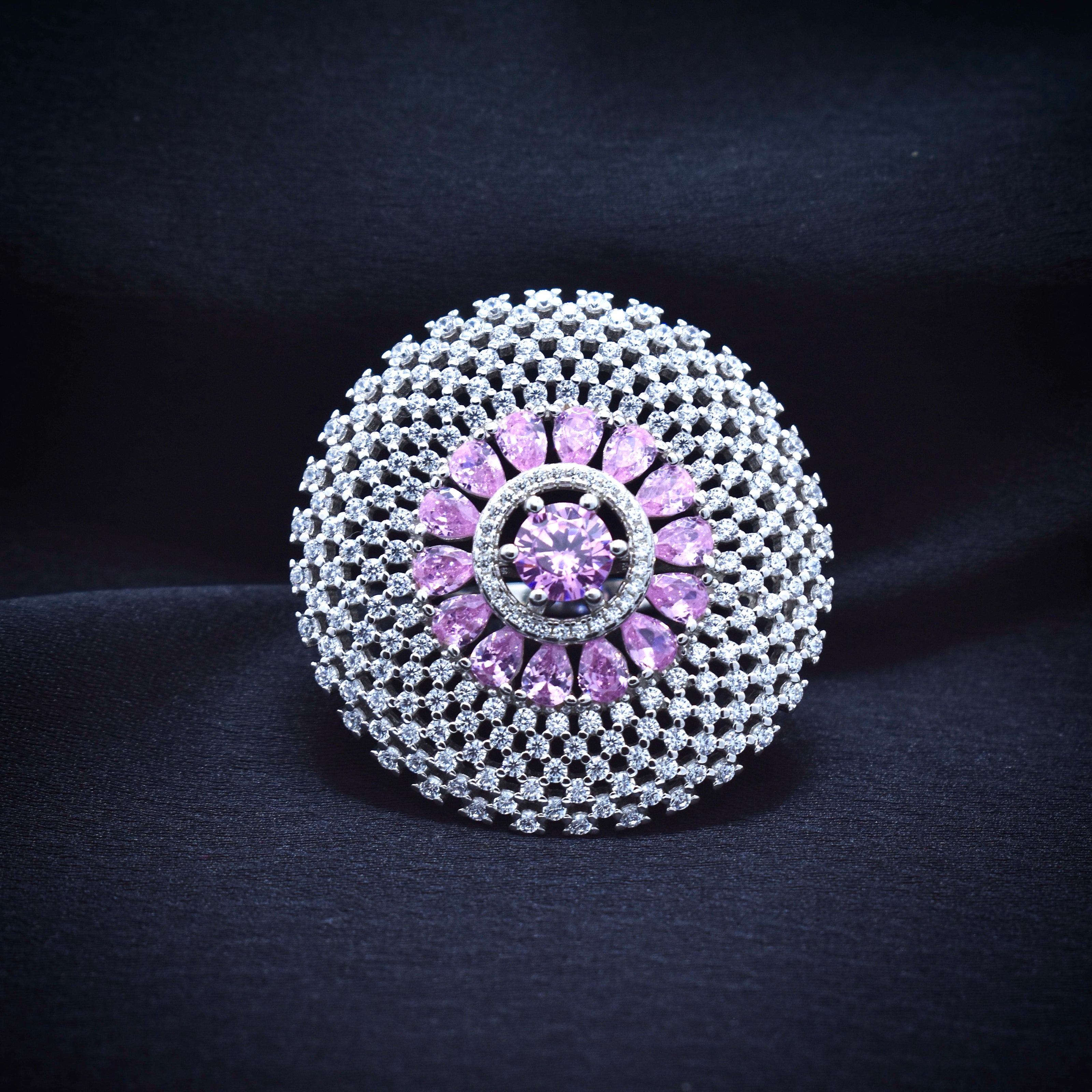 Pink Stone Cocktail Statement Ring