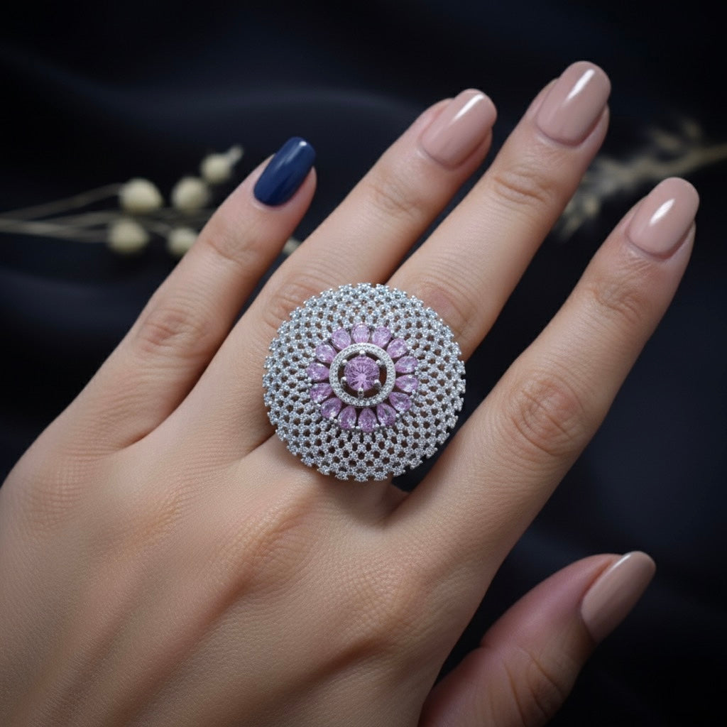 Pink Stone Cocktail Statement Ring