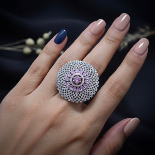 Pink Stone Cocktail Statement Ring