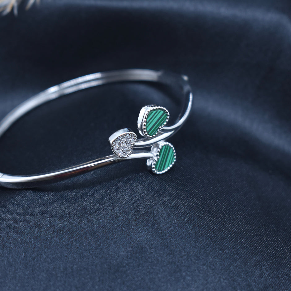 Green Heart Silver Bracelet