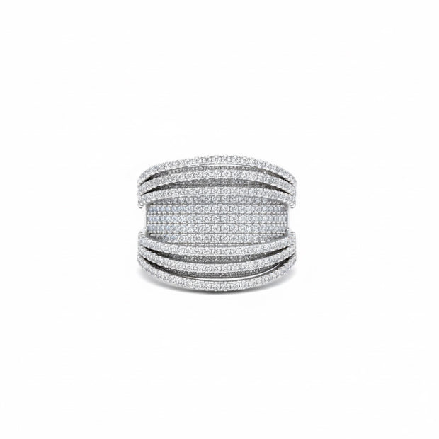 Multi-Row Pavé Wide Band Ring