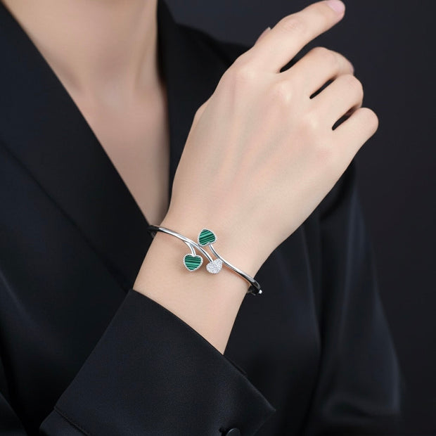 Green Heart Silver Bracelet