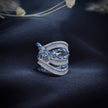 Blue Baguette Criss-Cross Statement Ring