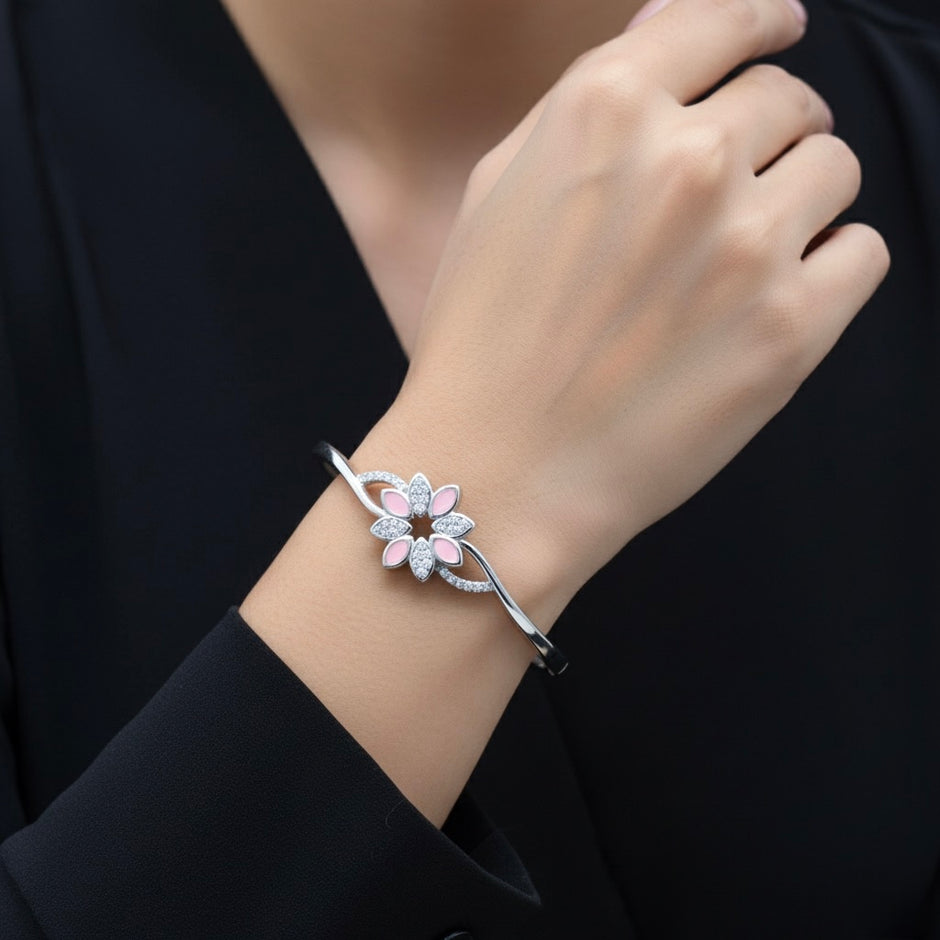 Pink Lotus Kada Bracelet