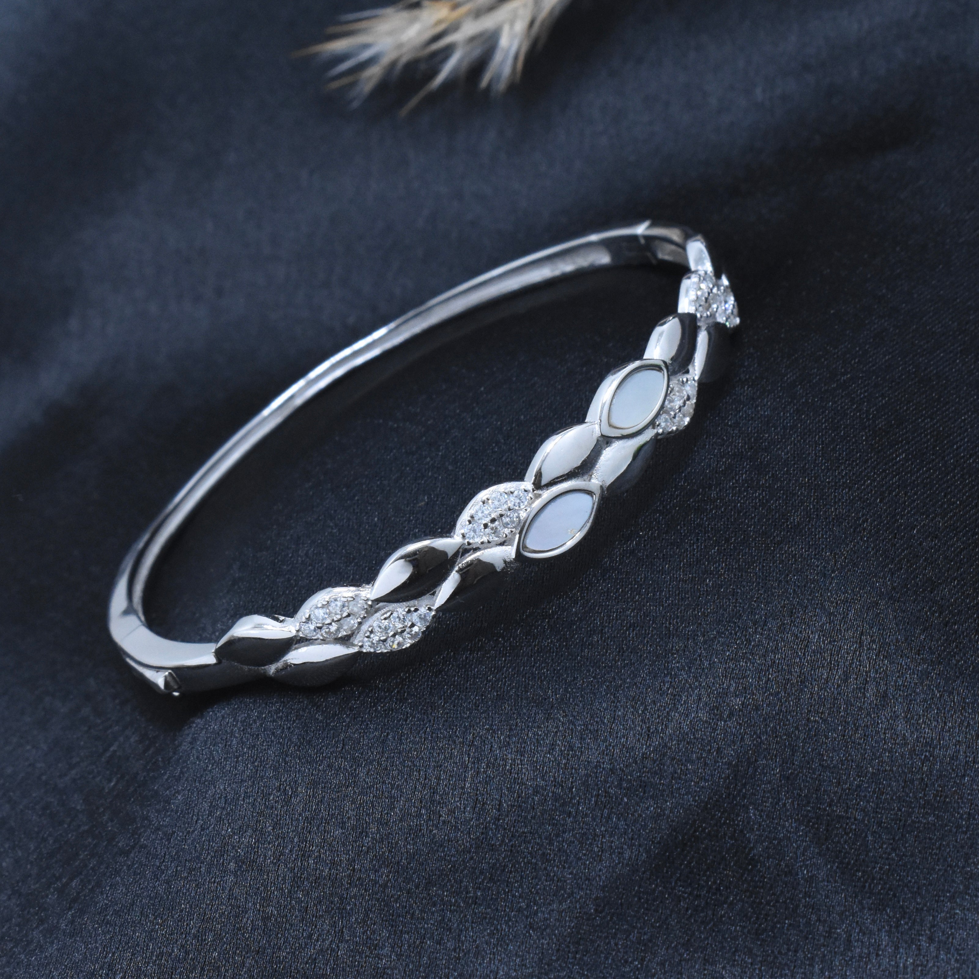Mother of Pearl Leaf Kada Bracelet