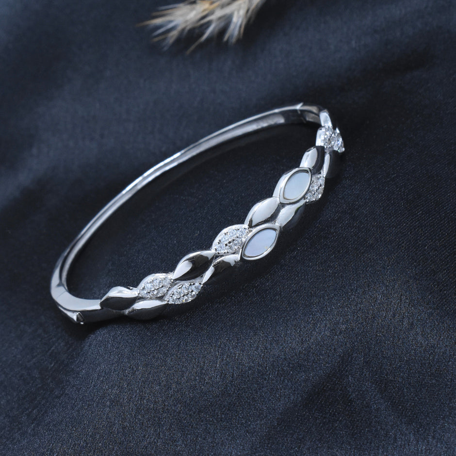 White Leaf Silver Bracelet