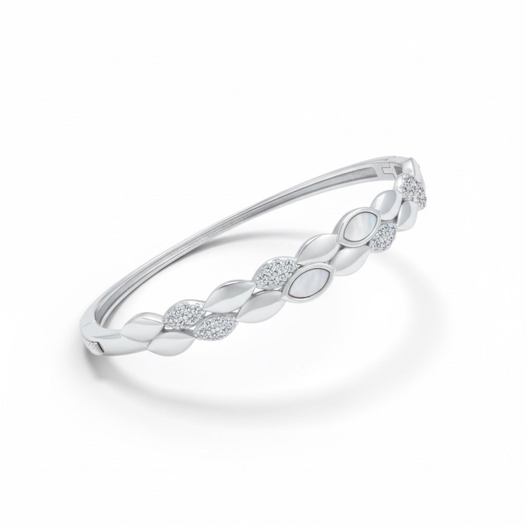 White Leaf Silver Bracelet