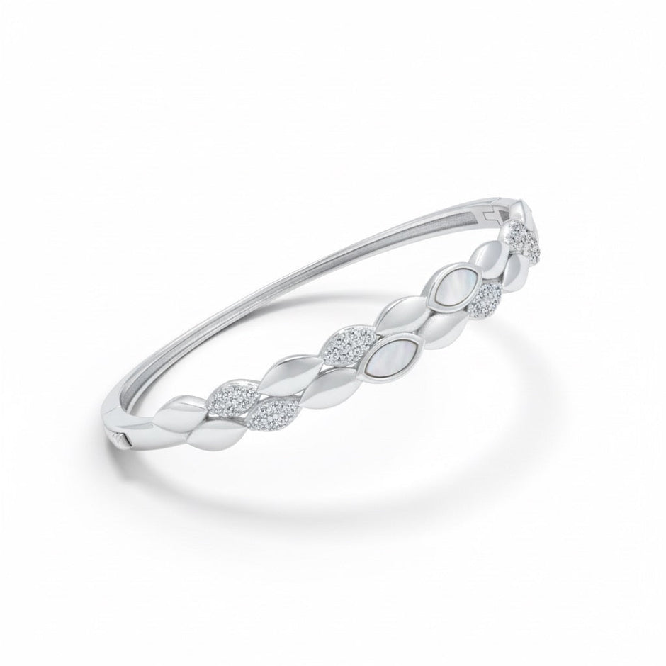 White Leaf Silver Bracelet