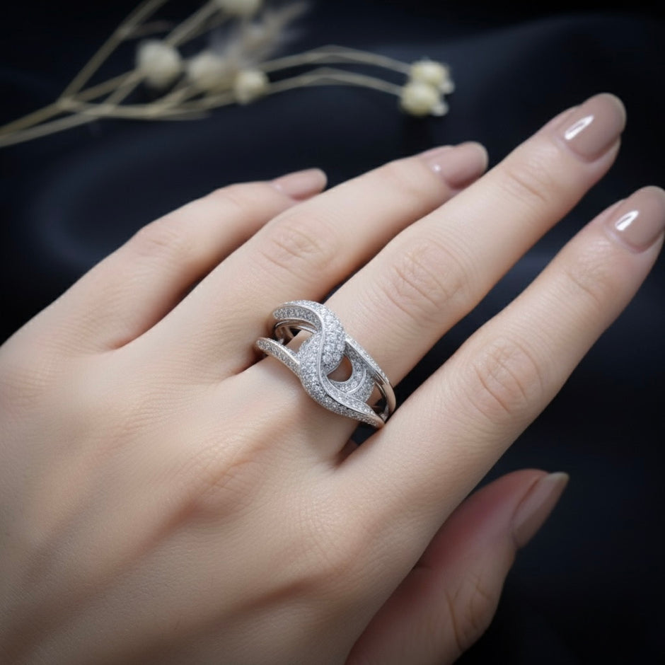 Interwoven Knot Pavé Statement Ring