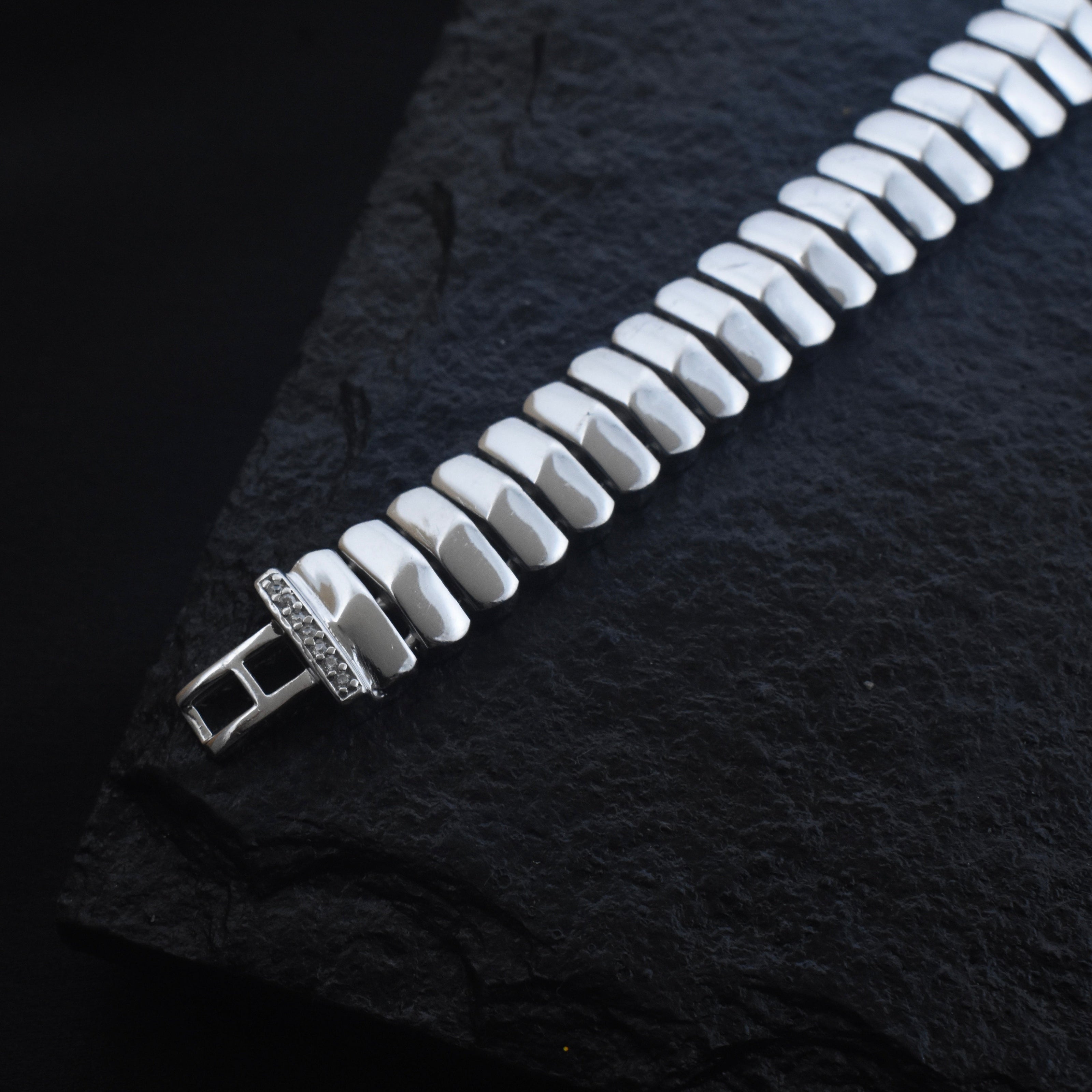 Luxury Flat Link Heavy Silver Bracelet