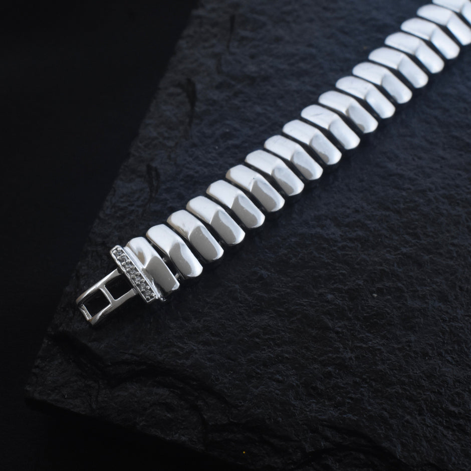 Luxury Flat Link Heavy Silver Bracelet