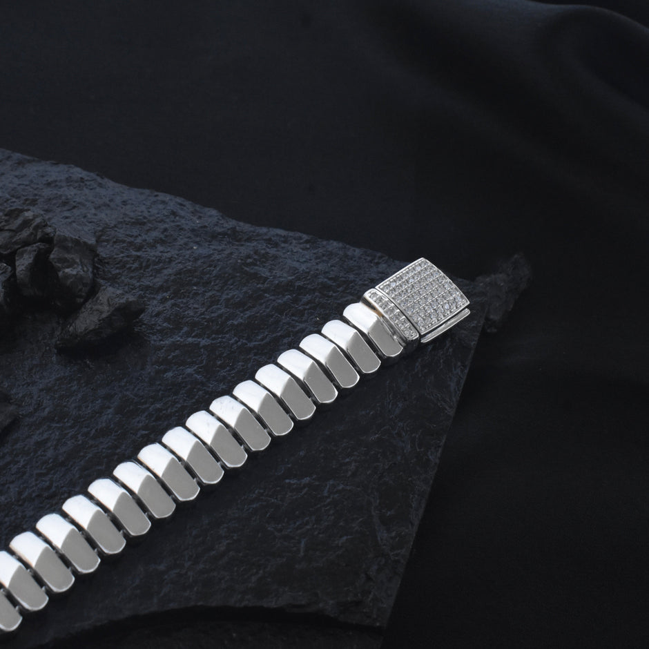 Luxury Flat Link Heavy Silver Bracelet