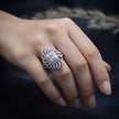 Square Cluster Swirl Cocktail Ring