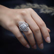 Luxury Layered Halo Statement Silver Ring