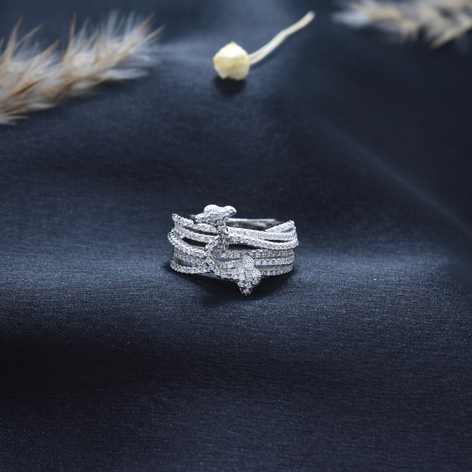Interwoven Multi-Band Knot Statement Ring