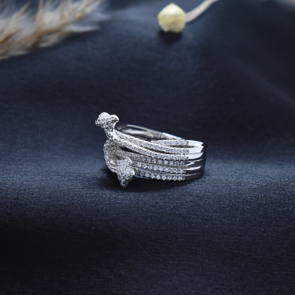 Intricate Pave Knot Silver Ring